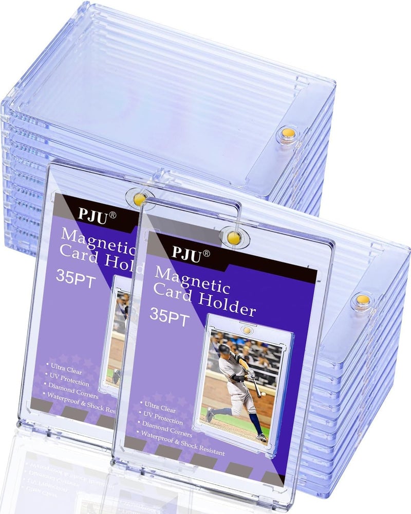 PJU 60ct Magnetic Card Holder, 35pt Single Card Holder Touch for Trading Cards, Protectors Hard Plastic, U-V Protection Magnetic Display Case for Baseball, Game, Sports Cards - Image 1